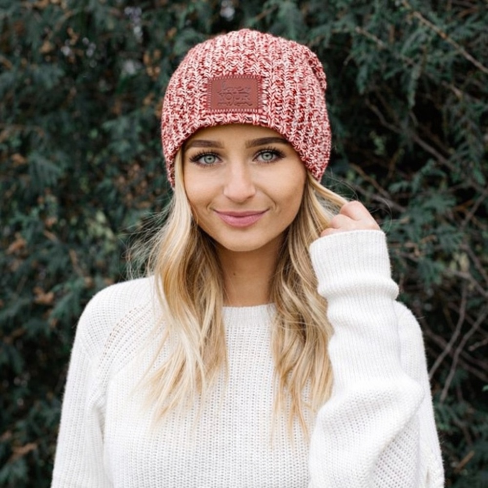 Love Your Melon Red Speckled Beanie Cotton One size
